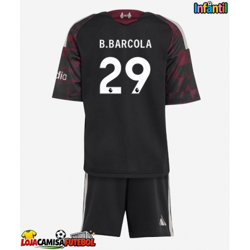 Camisa de Futebol Liverpool Bradley Barcola #29 Equipamento Alternativo Infantil 2026-27 Manga Curta (+ Calças curtas)